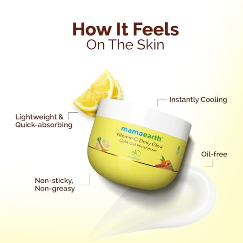 Image of Mamaearth Vitamin C Daily Glow Light Gel Moisturizer With Vit C & Turmeric For Skin Brightening 200G|Long-Lasting, Nonsticky Hydration|Oilfree, Lightweight &Quick-Absorbing|Free From Harmfulchemicals