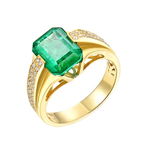 Dsnyu Alianzas de boda de oro amarillo de 18 quilates, anillos de boda vintage con esmeralda creada, anillos únicos de moissanita/circonita para hombres y hombres, alianzas de boda 925, Metal metal