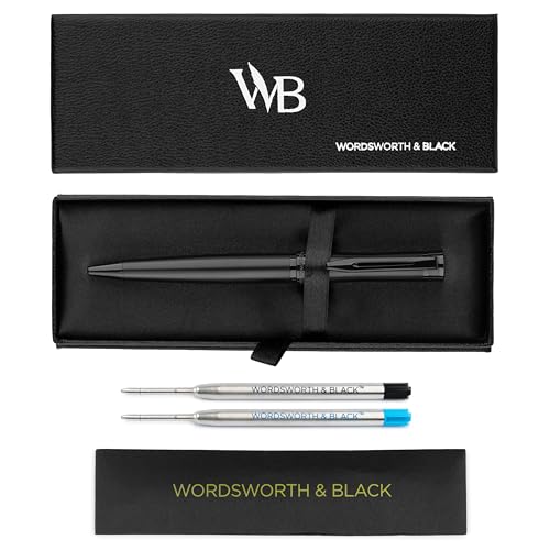 Wordsworth & Black Bolígrafo de Laca Negra Completa - Impresionante Bolígrafo de Lujo, Recarga de Tinta, Regalo para Hombres y Mujeres, Recargable, Bonitos Bolígrafos, Punta Fina