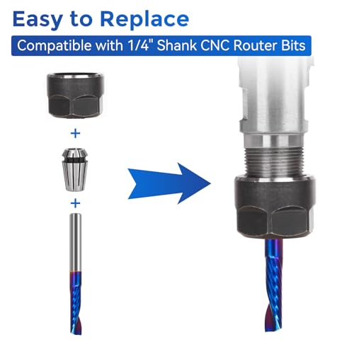 Image of Single Flute End Mill 1 /4 inchShank, Carbide CNC Spiral Router Bit, O Flute Milling Cutter for Aluminum Plastic Acrylic PVC