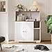 Extra Large Cat Litter Box Furniture Enclosure, Dog Proof Hidden Cabinet for Self Cleaning Litter Box, Modern Indoor Cat House with Power Outlet,Waste Collector and Side Table (White with Top Storage)