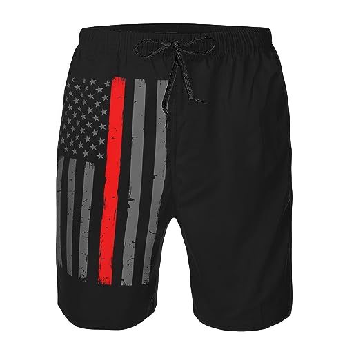 Mens Swim Trunks Thin Red Line Firefighter Flag Beach Trunks Quick Dry Swim Shorts Swimwear Bathing Suits4