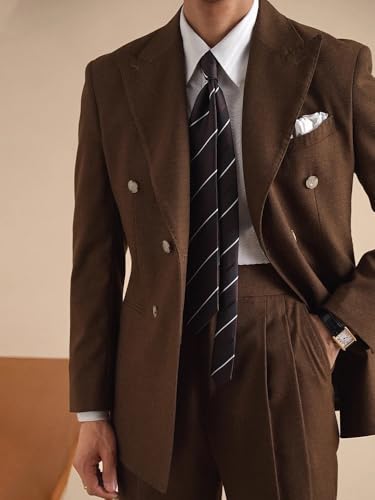 Retro Men's 2 Piece Double Breasted Suits Slim Fit Tuxedo Jacket and Dress Pants Set for Wedding Business Prom4