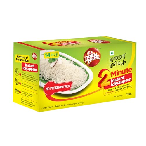 Double Horse Quick & Easy Instant White Idiyappam, 200 G | Nool Puttu| String Hopper| Export Quality| 2 Minute Magic Instant Breakfast