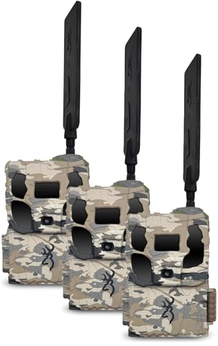 Browning Defender Pro Scout Max HD 24MP Dual SIM Cellular Trail Camera 3 PACK, Ultra High Gain Antenna Smart Infrared Video 100' Detection Range Smartphone App Compatibility, Limited Edition Ovix Camo