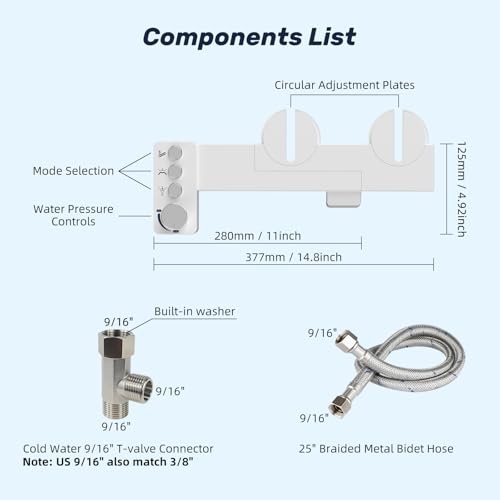 Image of Bidet Attachment for Toilet Seat Non Electric Bidets Self Cleaning Sprayer | Dual Nozzle Water Pressure Bidet with Rear /Feminine Wash Spray-Adjustable Bidets Wash Butt Cleaner for Bathroom