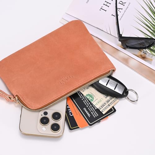Image of Genuine Leather 4.5 x 6.5 Wristlet Purse for Women, Evening Wristlet Pouch Clutch Bag