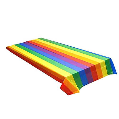 Gereton 54 x 108 Pouces Nappe Pride Nappe Arc-en-Ciel, Couverture de Table Rectangulaire Imperméable, Accessoire de Fête pour Gay Pride Festival Carnaval Décoration de Fête Cover