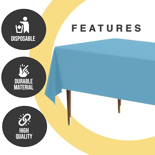 Image of Exquisite Blue Rectangle Tablecloth 54 inchx108 inch - 48 Pack | Plastic Tablecloth, Disposable Table Covers Rectangle for Parties, Weddings, Holidays & Party Supplies