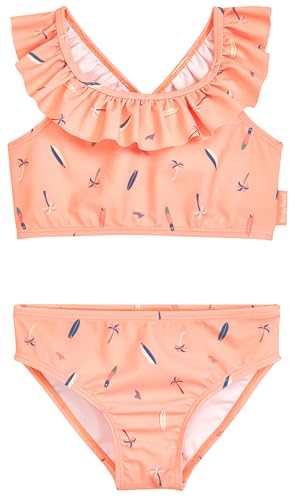 Bañador de dos piezas para niña estilo bikini rosa con estampado de surf
