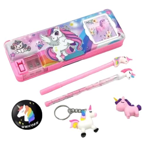 Image of Unicorn Calculator Pencil Boxs With Stationery Set For Girls Geometry Box Best Return Gift for Kids unicorn stationery set unicorn pencil
