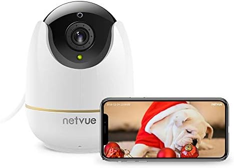 WiFi Baby Monitor, 1080P Wireless Security Camera 2 Way Audio and Night Vision, Motion Tracker, Compatible with Alexa Echo Show, Pet Camera with Cloud Storage for Baby/Dog/Cat (White)