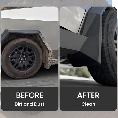 Image of Mud Flaps Compatible with Tesla Cybertruck 2024+ | No Drilling, All-Weather Splash Guards for Front & Rear | Full-Surround Protection, Winter Mud and Dirt Defense (Set of 4)