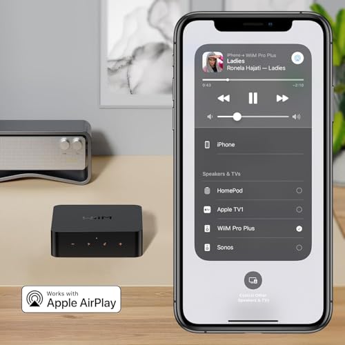 Image of WiiM Pro Plus AirPlay 2 & Google Cast Audio Streamer with Premium AKM DAC, Voice Remote, Alexa /Siri /Google Compatible, Hi-Res Multiroom Music Streaming from Spotify, Tidal & Amazon Music | Dark Gray