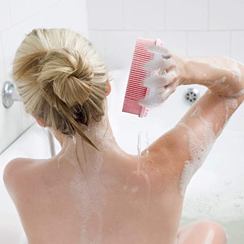 Image of Silicone Body Scrubber, Gentle exfoliating Body Scrubber That's Easy to Clean, Lathers Well, Long Lasting, and More Hygienic Than Traditional Shower Loofah (Pink)