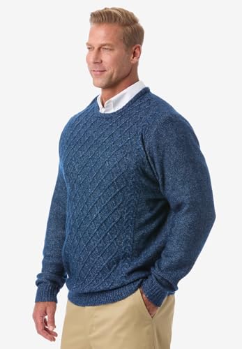 KingSize Men's Big & Tall Soft Cable Knit Crewneck Sweater3