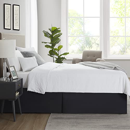 Image of Nestl Black Full Bed Skirt - Full Size Bed Skirt 14 Inch Drop - Brushed Microfiber Bed Skirts - Hotel Quality Pleated Bed Skirt - Shrinkage & Fade Resistant