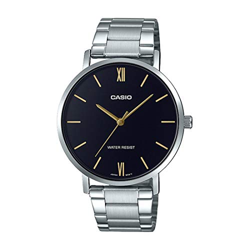 Casio MTP-VT01D-1B Men's Stainless Steel Minimalistic Black Dial ...