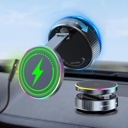 Car Phone Mount Charger, 15W Fast Charging Magnetic Suction Phone Holder - image 1