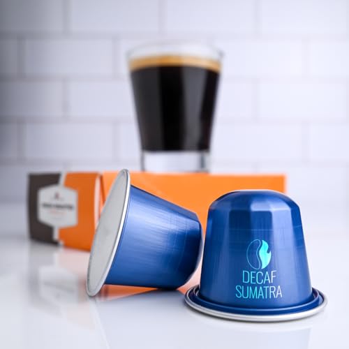Image of Fresh Roasted Coffee, Sumatra WP Decaf Espresso Capsules for Nespresso OriginalLine, Medium, Single-Origin, Kosher, 10 Recyclable Aluminum Capsules