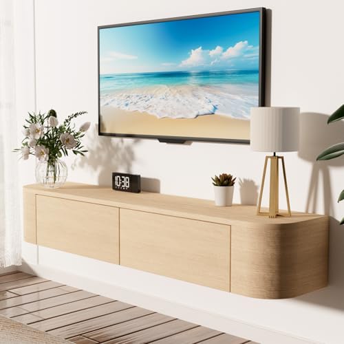 JMGJOY Meuble TV Suspendu 120 Cm Meuble TV Mural avec Rangement de Grande Capacité Table TV Multimédia TV Console Meuble avec Portes pour Chambre Salon, Bois