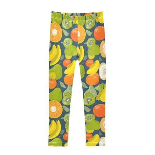 ALAZA Girls' Leggings Children's Yoga Pants Skinny Printed Dance Tropical Fruit Banana Comfortable 4T