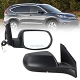 Lqito Right Passenger Side Door Mirror Compatible With 2012 2013 2014 2015 2016 Honda CRV CR-V With Manual Folding Power Glass Black Replace#76208-T0A-A11(3Pins)