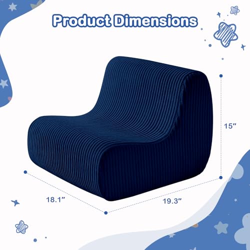Image of DAICO Kids Bean Bag Chair, Ultra-Soft Toddler Bean Bag Sofa with Handle, Small Toddler Chairs Comfy Reading Lounger Couch with Foam for Playroom or Bedroom - Birthday Gift for Boys and Girls Navy Blue
