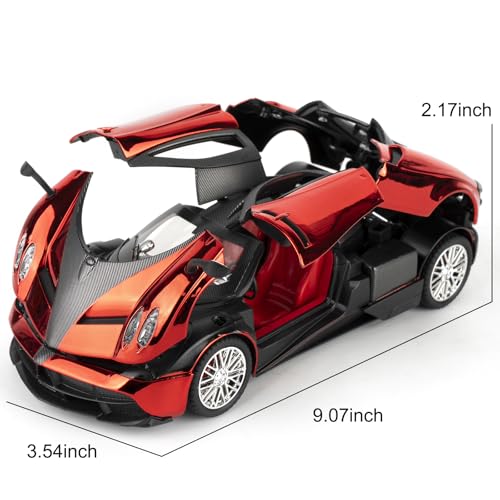 Modelo coche Pagani Huayra 1:24 rojo con luz y sonido miniatura 2