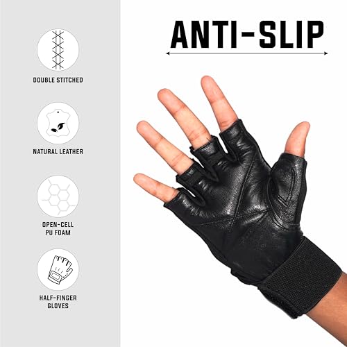 Image of RUBX Rubber Coated Professional Exercise Hex Dumbbells (5 Kg x 2pc (Total = 10 kg + Black Leather Gloves))