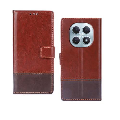 Image of amazon basics Redmi Note 15 5G Flip Cover | Card Pockets Wallet & Stand | Flip Cover for Redmi Note 15 5G (Tan and Coffee)