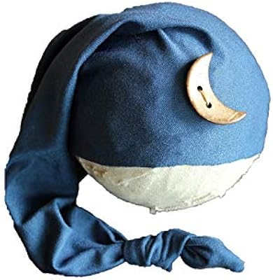 AMOS and SAWYER Knotted Sleeping Hat, Newborn Photography Prop (Newborn, Dark Teal - Moon)