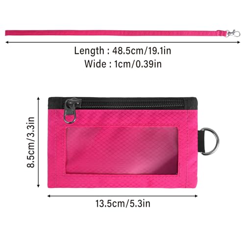 Image of TATAANTY RFID Blocking Wallet, Minimalist Wallet for Men, Small Wallet for Women with Lanyard Keychain, ID Holder Zipper for Cards, Coins, Travel, Water-resistant, Pink, Casual