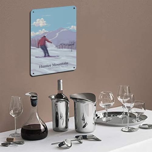 Affiche en métal Hunter Mountain pour masquer un mur vide avec style rétro 30x40 - 5