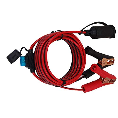 Digit.Tail Cable alargador para Encendedor De Cigarrillos, [4m - Fusible 25A 250V] Pinze di Coccodrillo a Hembra Enchufe Conector para 220V Convertidor Transformador, 12V 24V Refrigerador/Compresor Cover