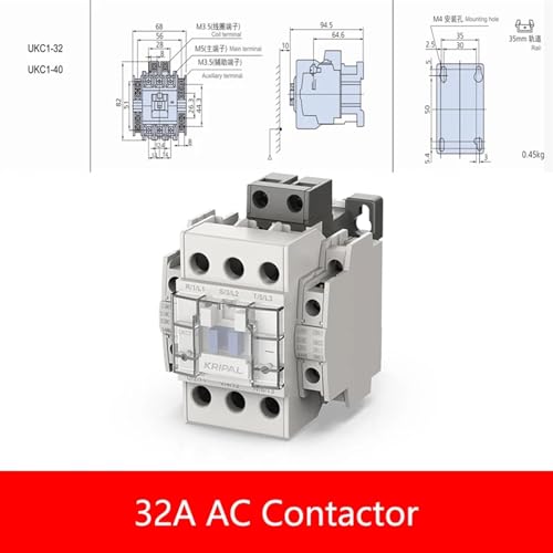 Contactor AC 32A 220V triphasé 3P pour montage sur rail DIN électrique