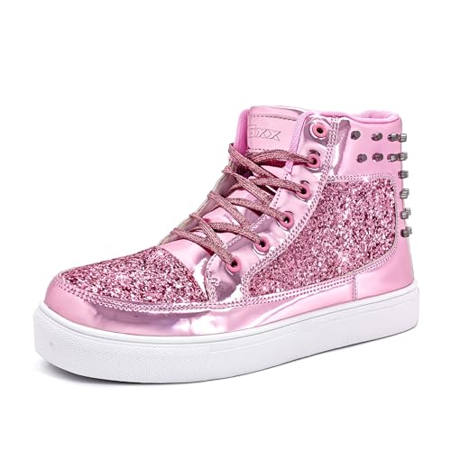 Image of IGxx Glitter Rivet Shoes Men Disco Punk High Top Women Sneakers