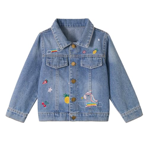 Miipat Jeansjacke Mädchen Stickerei Mode Kleinkind Jeans Jacke Kinder Denim Jacken für Mädchen 90 18-24 Monate