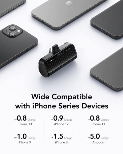 Mini Portable Charger For Iphone,Vrurc Power Bank 5000Mah,Pd 20W Fast Charging Slim Rechargeable Battery Compatible With Iphone 14/14 Plus/Pro/Max/13 Mini/13/Pro/Max/12/12 Mini/12 Pro/11 Pro Max-Black #TOP3