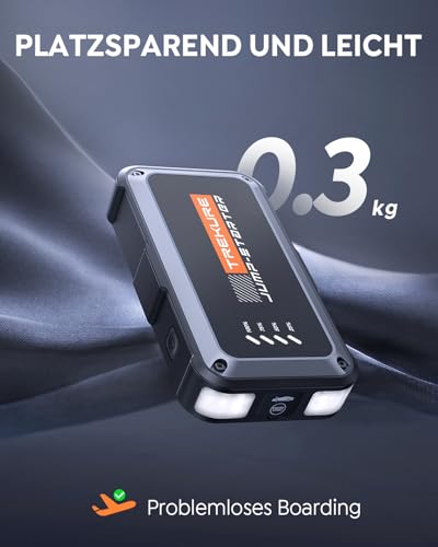 TREKURE 4000A Starthilfe Powerbank für Pkw (Bis Zu 9,0L Benzin Oder 8,5L Diesel) Kompakt Auto Starthilfe Powerbank mit LED Taschenlampe
