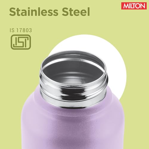 Image of MILTON Torino 1000 Stainless Steel Water Bottle, Leakproof Lid, Single Walled, ISI Certified I For School, Office, Gym I 980 ml, Purple & Mint Green