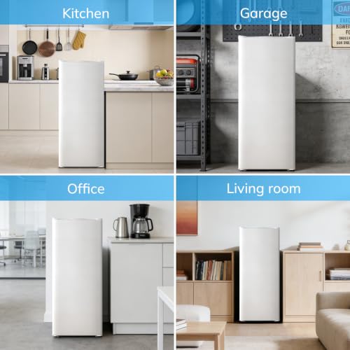 Image of Antarctic Star 6.0 Cu.Ft Upright Freezer, Compact Stand Up Freezer with 7-Temp Control, Removable Glass Shelves, Adjustable Legs & Reversible Door, for Home, Apartment, Dorm, White