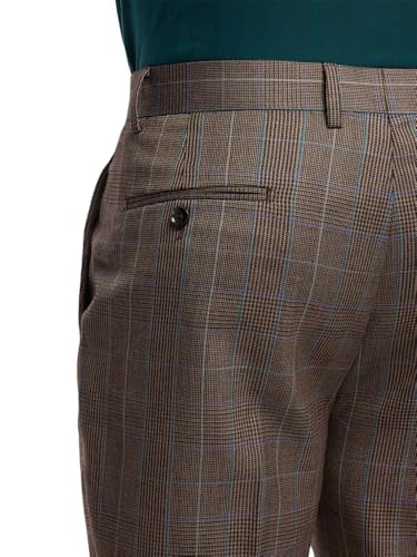 Paul Fredrick Men's Wool Blend Plaid Single Pleat Suit Pants4