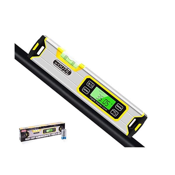 Digital-Niveau und Winkelmesser, 12 Zoll IP54 geschützter elektronischer Blasen-Neigungsmesser-Winkelsucher mit großer LED-Hintergrundbeleuchtung und magnetisierter V-Nut-Basis