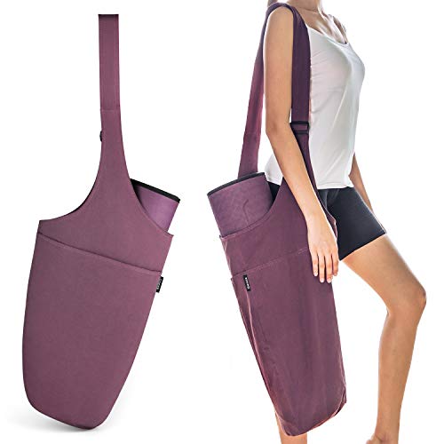 Gonex Bolsa para Esterilla de Yoga con 1 Bolsillo Grande Abierto y 1 Bolsillo Interior con Cierre, Correa Ajustable para el Hombro, Lona Lavada,...