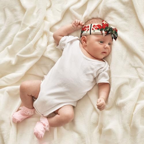 Red geraniums Picture Baby Bow Headband Stretchy and Soft for Newborns, Infants, Toddlers, and Kids Girls4