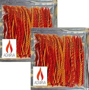 AGNIRVA Twisted Special Cotton Mauli Dhaga Kalava Double Thread Wicks Lambi Diya Batti Rui Batti for Pooja (Pack of 200) Long Cotton Wicks Vattalu, Deepam for aarti puja