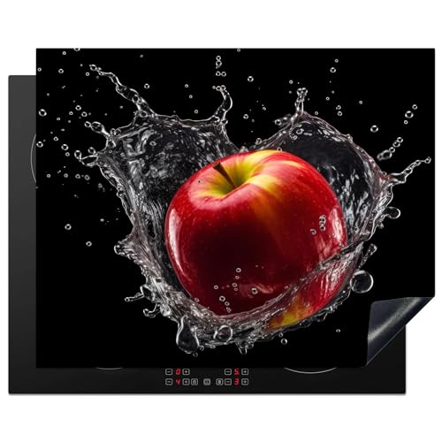 KitchenYeah© Protection Pour Plaque Induction 65x52 cm Deco Indispensable Cuisine Protégé Cache De Cuisson Vitroceramique Pomme - Rouge - Eau - Noire - Fruit
