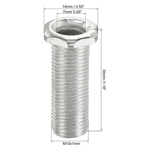Image of MECCANIXITY Hex Bolt Screw 30mm Long M10 Thread Pipe Hexagon Countersunk Flat Head for Chandelier, Galvanized Iron Pack of 10