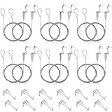 12 Pièces Cimaise pour Tableau, 2 m x 1.5 mm Cimaise Tableau fil Accroche Photo avec Croc...
